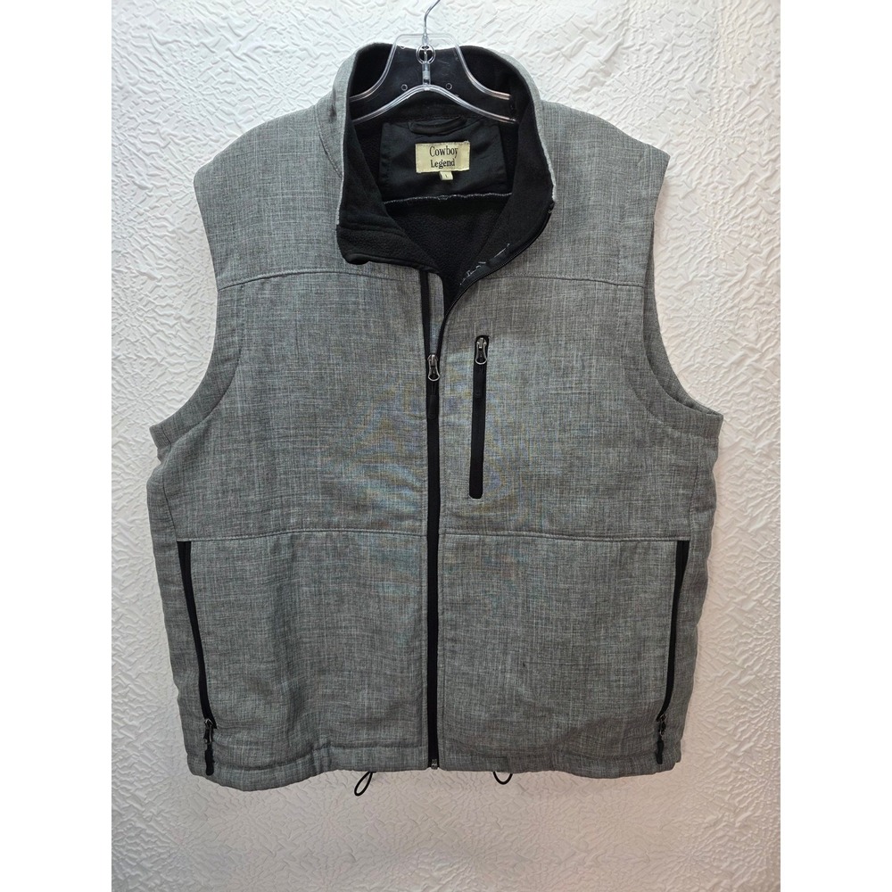 Cowboy Legend Softshell Vest Men Large Gray Good Concealed Carry Pocket Full Zip